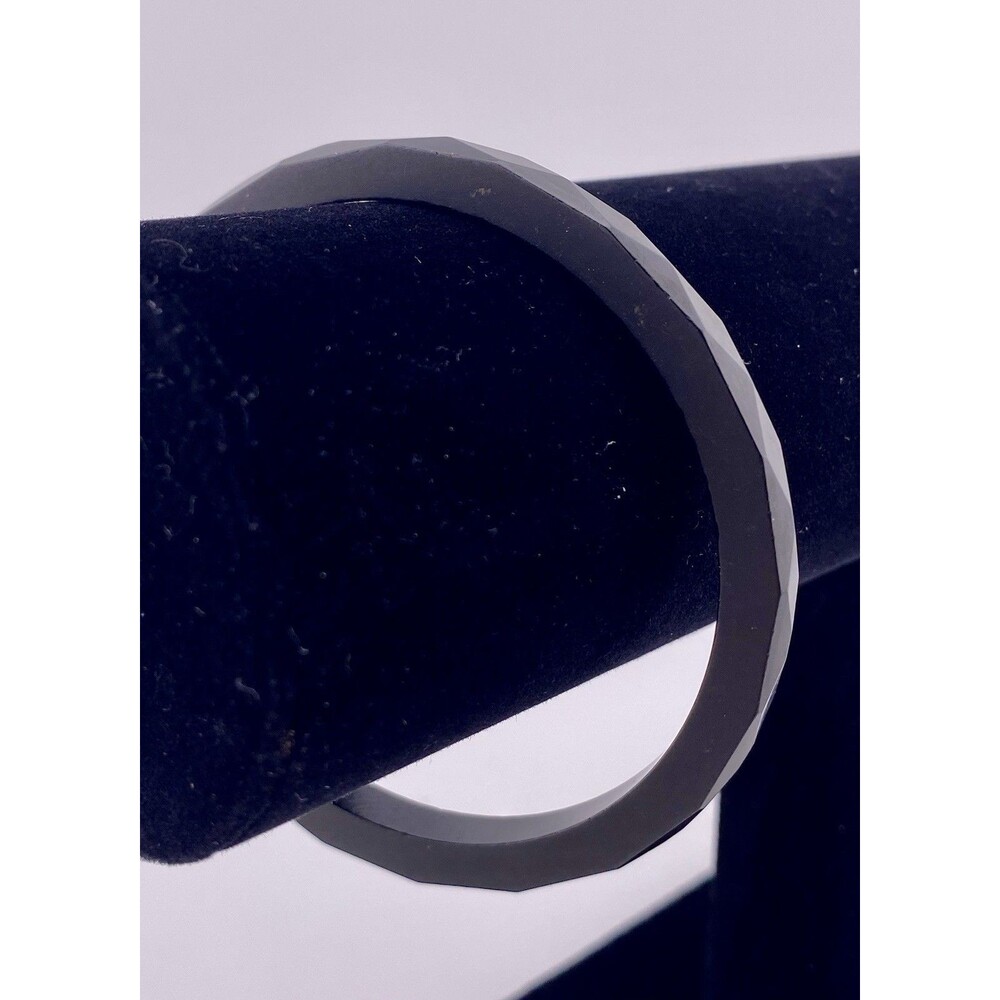 VTG Faceted Black Bakelite Bangle Bracelet, Tested.